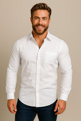 Men’s Long-Sleeved Shirt – Classic Structured Fit with Wrinkle-Free Finish