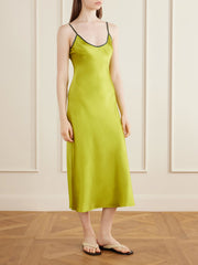Bias silk-charmeuse slip midi dress