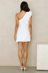 Style Snapshot One Shoulder Mesh Mini Dress White