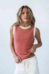 Lilah Reverse Seam Tank in Red