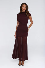 Effortless Theory Mesh Maxi Dress Burgundy