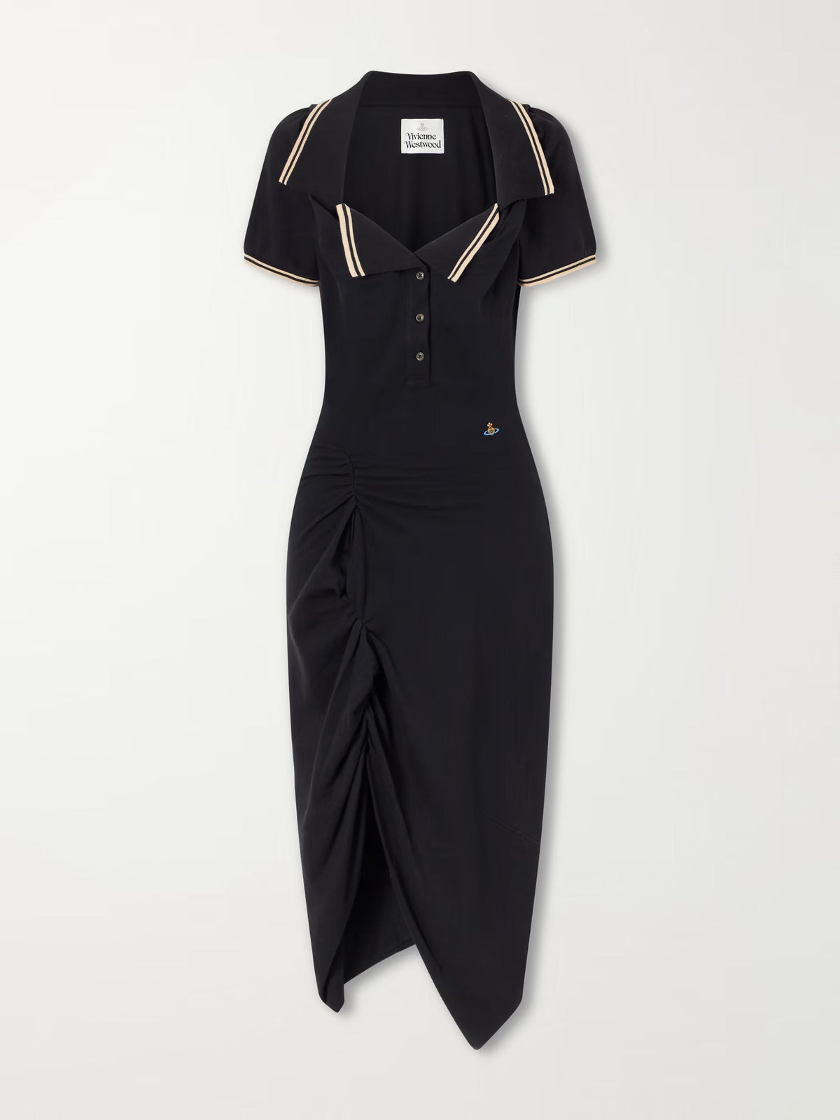 Long Monday Pulling ruched cotton-piquet midi dress