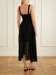 Wave ribbed-corset knitted midi dress