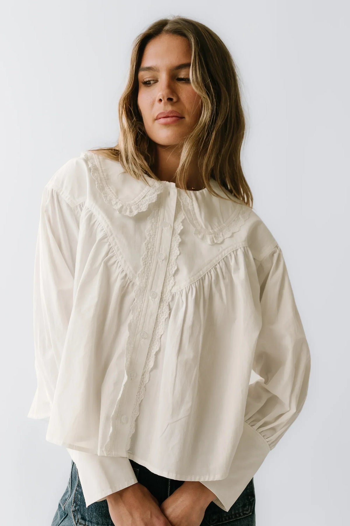 Amelia Collared Blouse In White