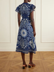 Emelina paisley-printed ramie midi dress