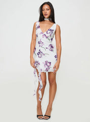 Varney Frill Mini Dress White / Purple Floral