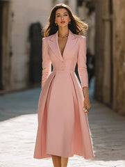Emily | Elegant Pleated Blazer Midi Dress