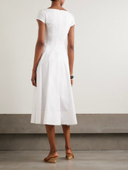 Wells pleated cotton-blend poplin midi dress