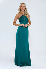 Gleam Dream Satin Maxi Dress Emerald