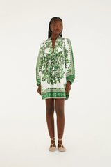 Green Flora Tapestry Mini Dress