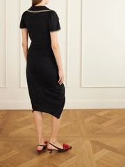 Long Monday Pulling ruched cotton-piquet midi dress