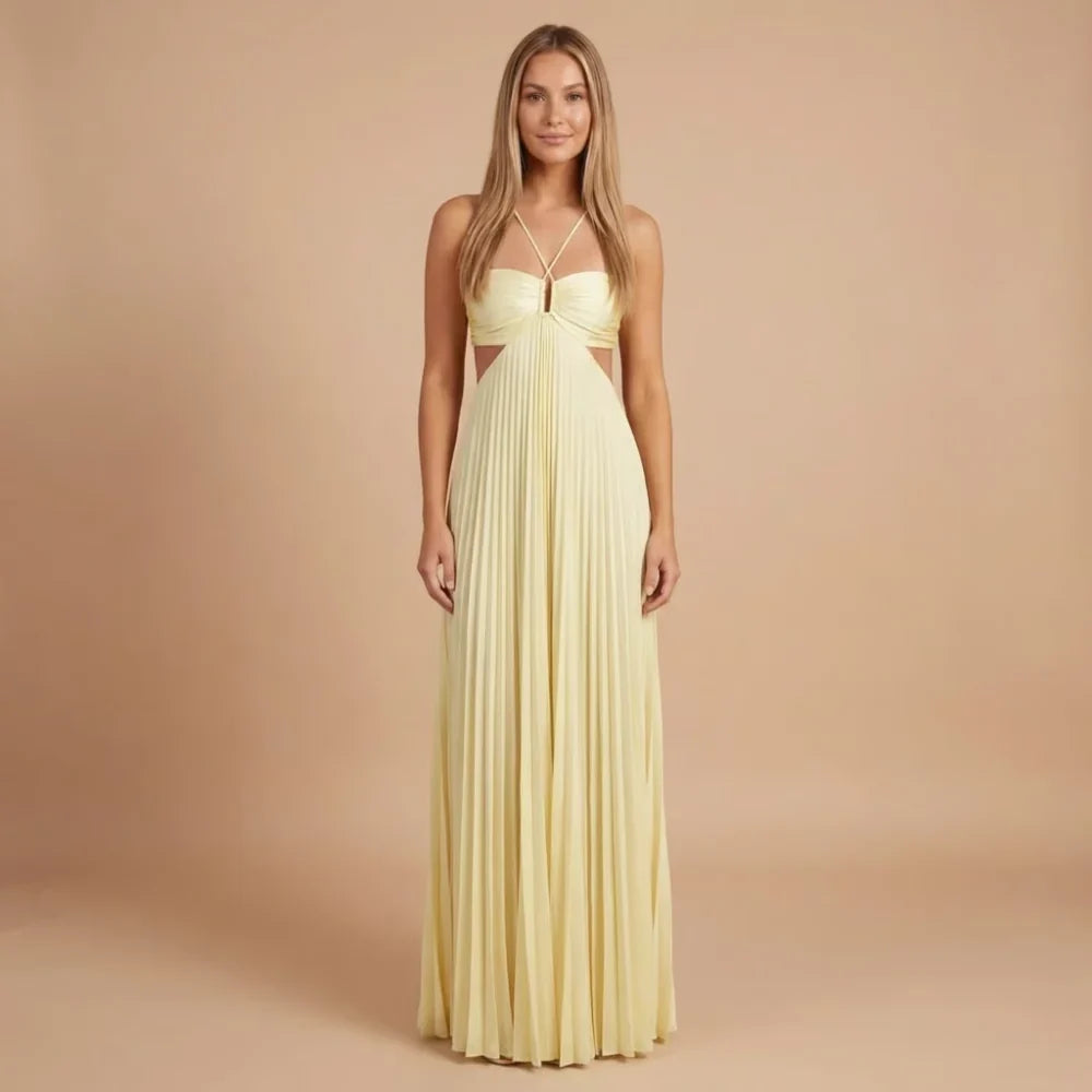 Riley Pleated Halter Maxi Dress