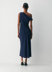 Klea Dress- Matte satin cowlneck maxi dress