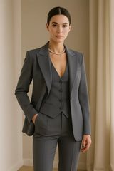 Women’s 3-Piece Suit Set – Tailored Blazer, Vest, and Slim-Fit Trousers – Elegant All-Season Outfit