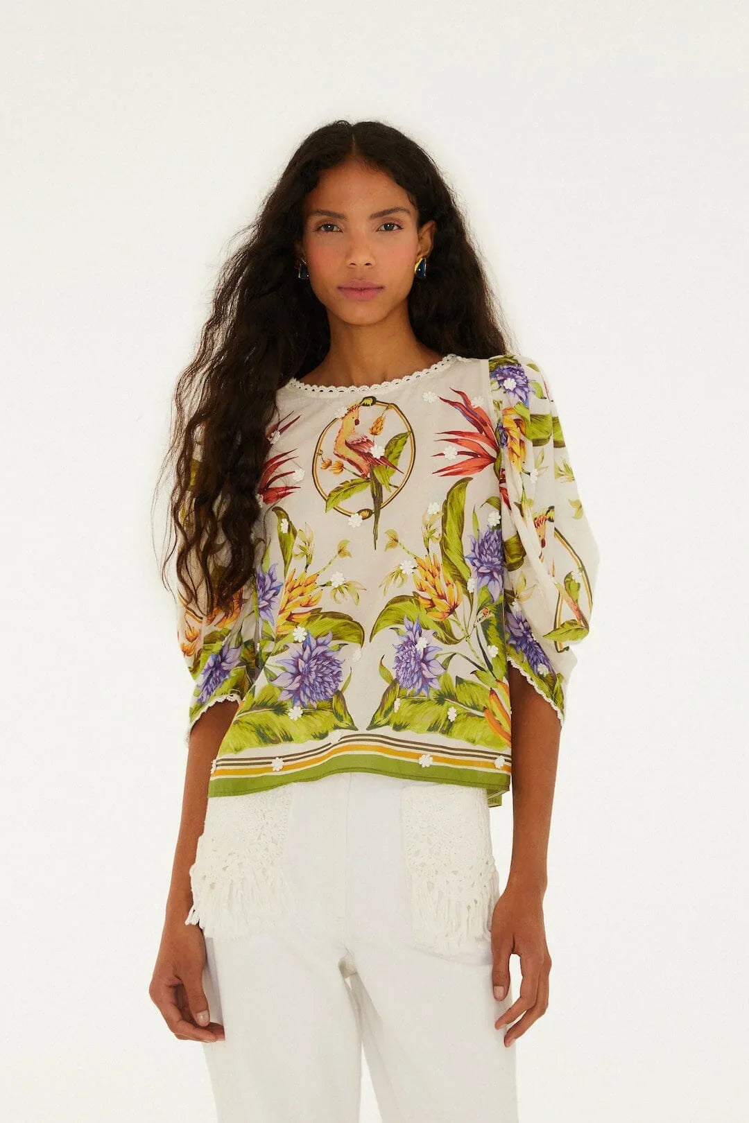 Sand Tropical Scarf Blouse