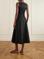 Gwen paneled pleated cotton-blend poplin midi dress