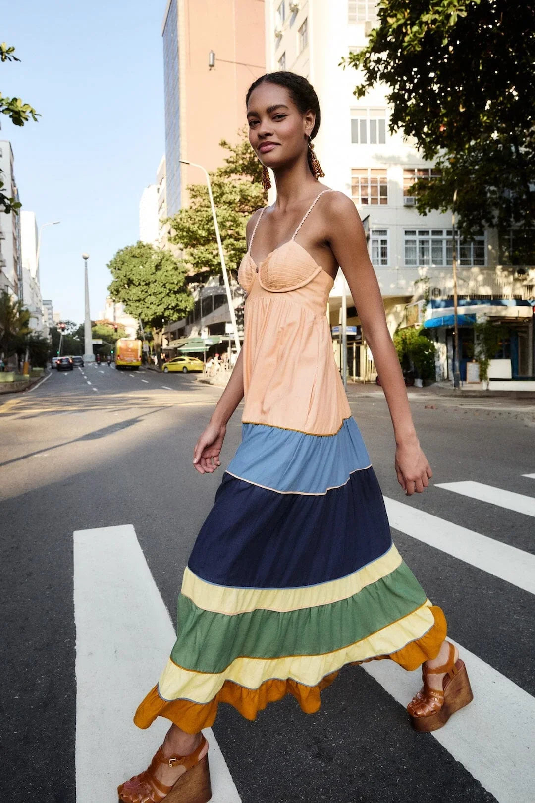 Multicolor Pleats Maxi Dress