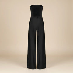 Women’s Strapless Wide-Leg Jumpsuit – Structured Bodice with Elegant Flowing Silhouette