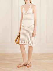 Cece halterneck crocheted organic-cotton midi dress
