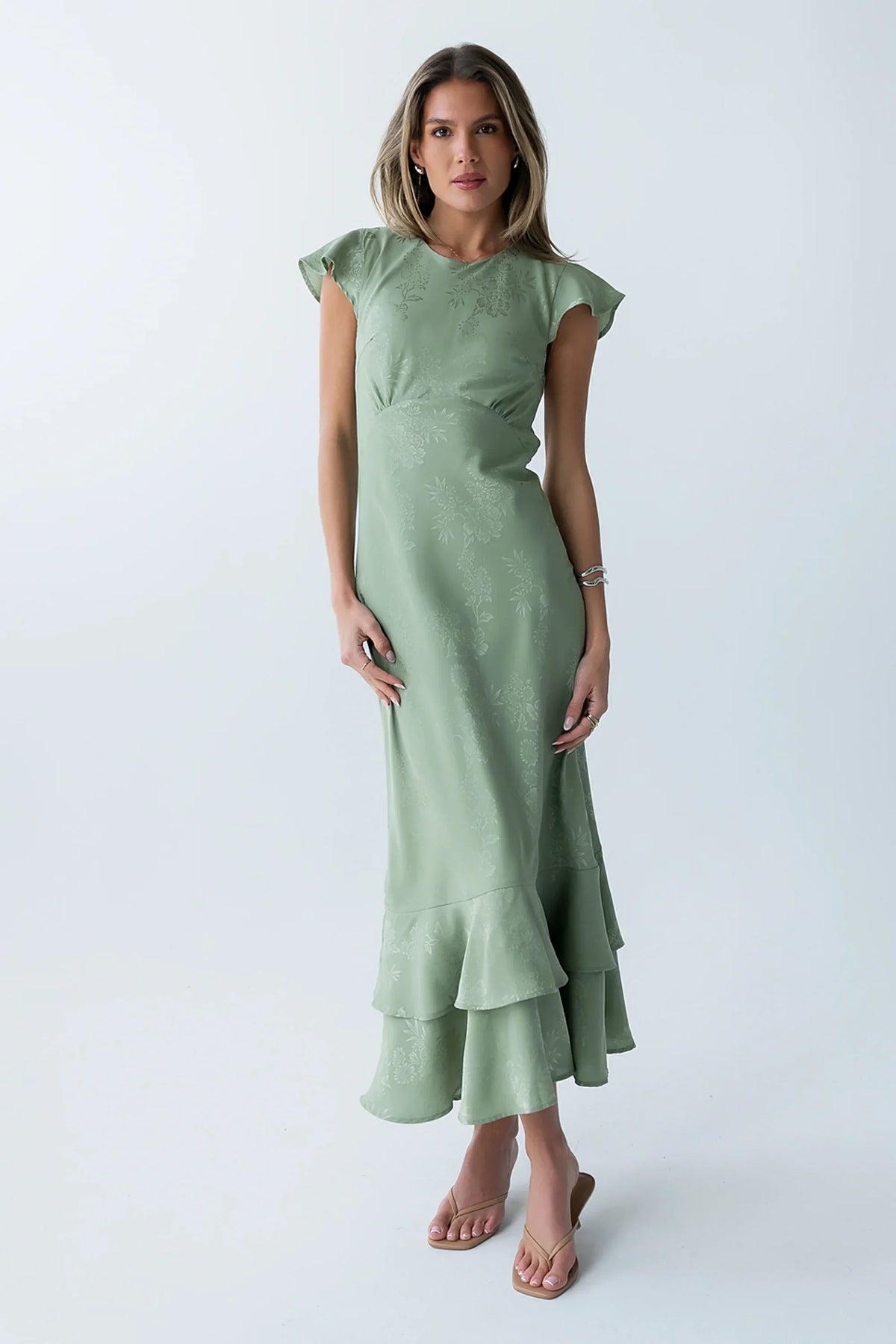Mateo Floral Maxi Dress in Green