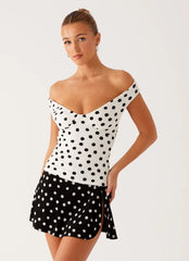 Rylie Top - White Polka Dot