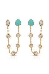 Double Piercing Turquoise Earrings
