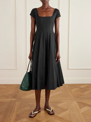 Wells paneled cotton-blend poplin midi dress