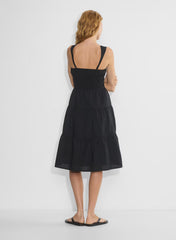 Cotton poplin tiered midi dress