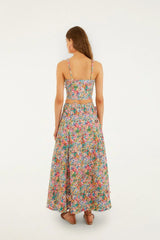 Off-White Peasant Floral Butterflies  Maxi Skirt