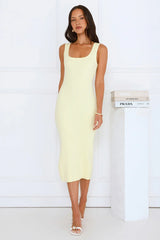 Easy Does It Knit Midi Dress Yellow
