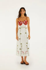 Off-White Tulip Richelieu Embroidered Midi Dress
