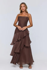 Peachy Glow Maxi Dress Brown