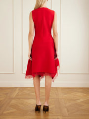 Lace-trimmed jersey midi dress