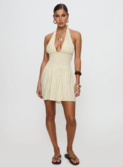 Alivea Shirred Mini Dress Cream