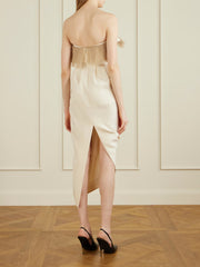 Salm frayed ruffled wool and silk-blend cady midi dress
