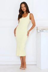 Easy Does It Knit Midi Dress Yellow
