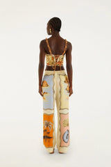 Multicolor Rio Souvenir Scarves Rope Detail Pants