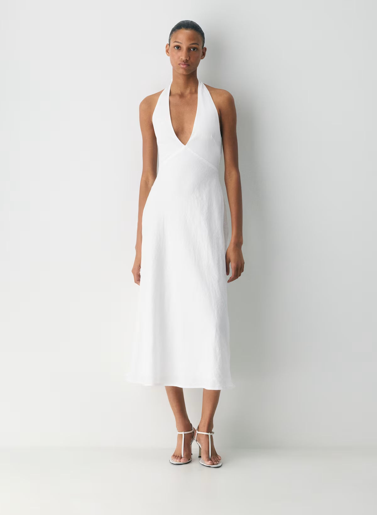 Nightscape Linen Halter Dress