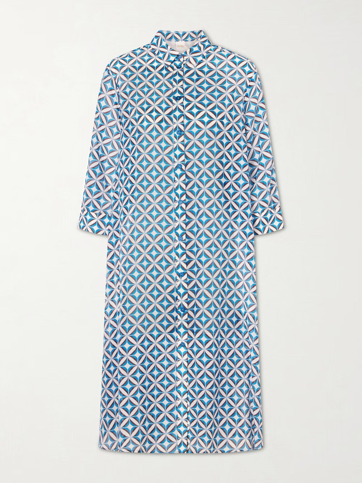 Beachwear Printed cotton and silk-blend midi dress