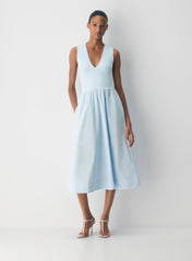 Cotton poplin midi dress with Contour bodice
