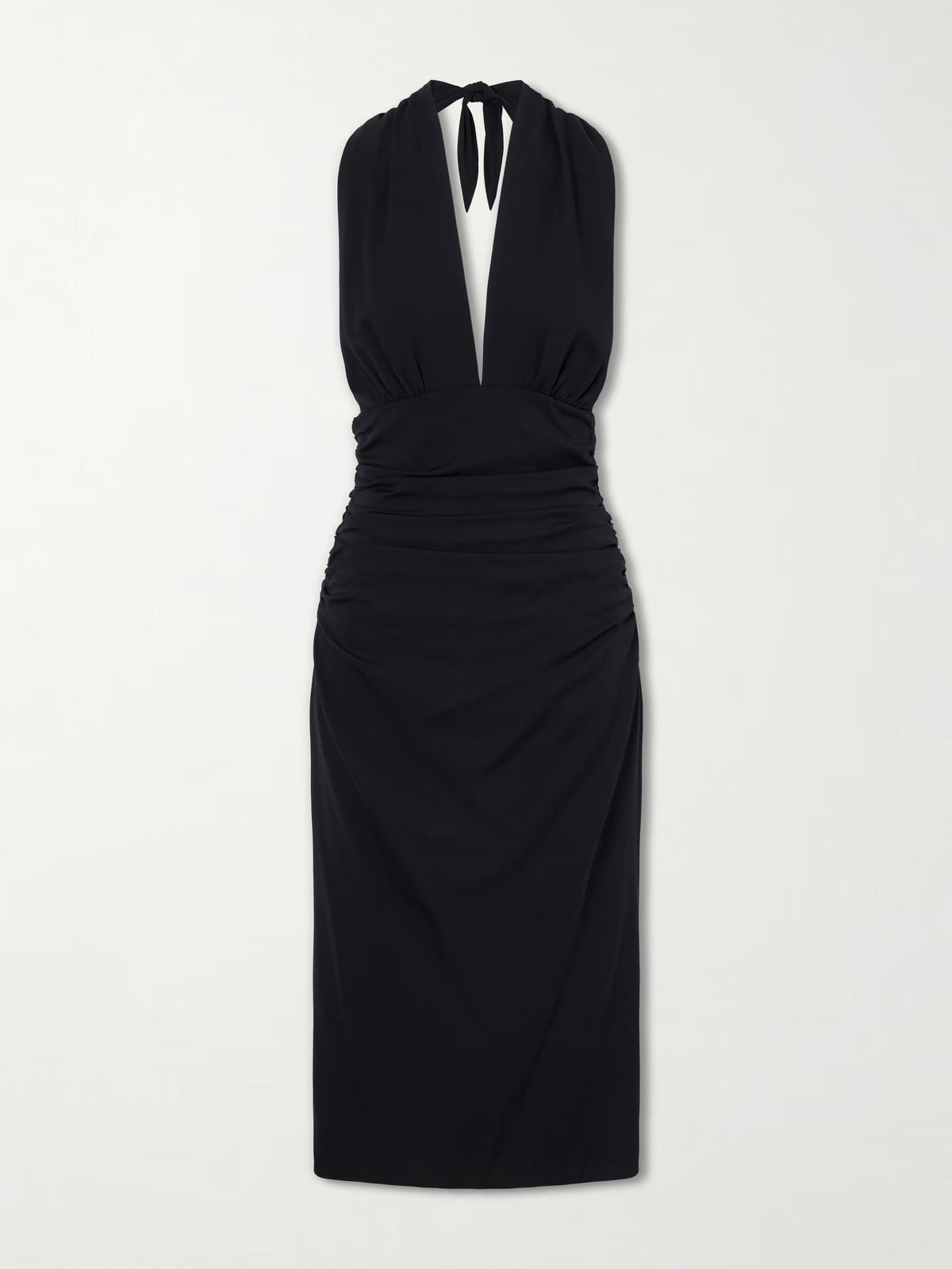 Halterneck backless silk-blend midi dress