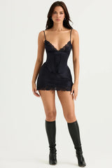 Soraya-Navy Satin Slip Dress