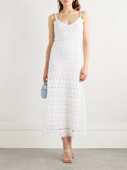Embellished open-knit cotton and silk-blend midi dress