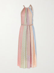 Mahon splice halter mesh midi dress