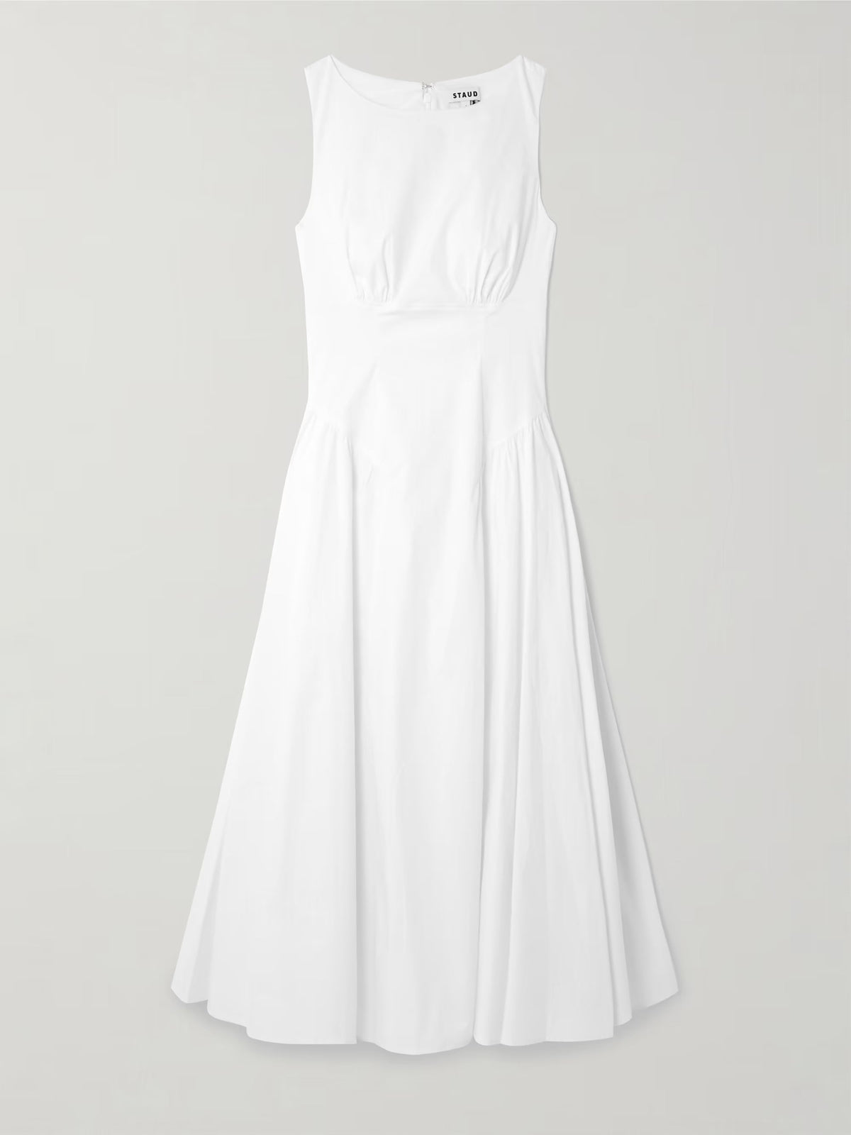 Gwen paneled pleated cotton-blend poplin midi dress