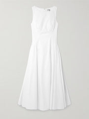 Gwen paneled pleated cotton-blend poplin midi dress