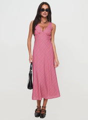 Nellie Midi Dress Pink Check