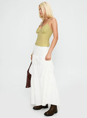 Snowy River Tiered Maxi Skirt White