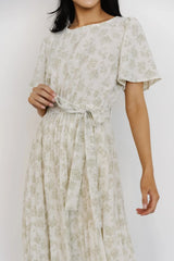 Prim Pleated Dress | Vintage Olive Print